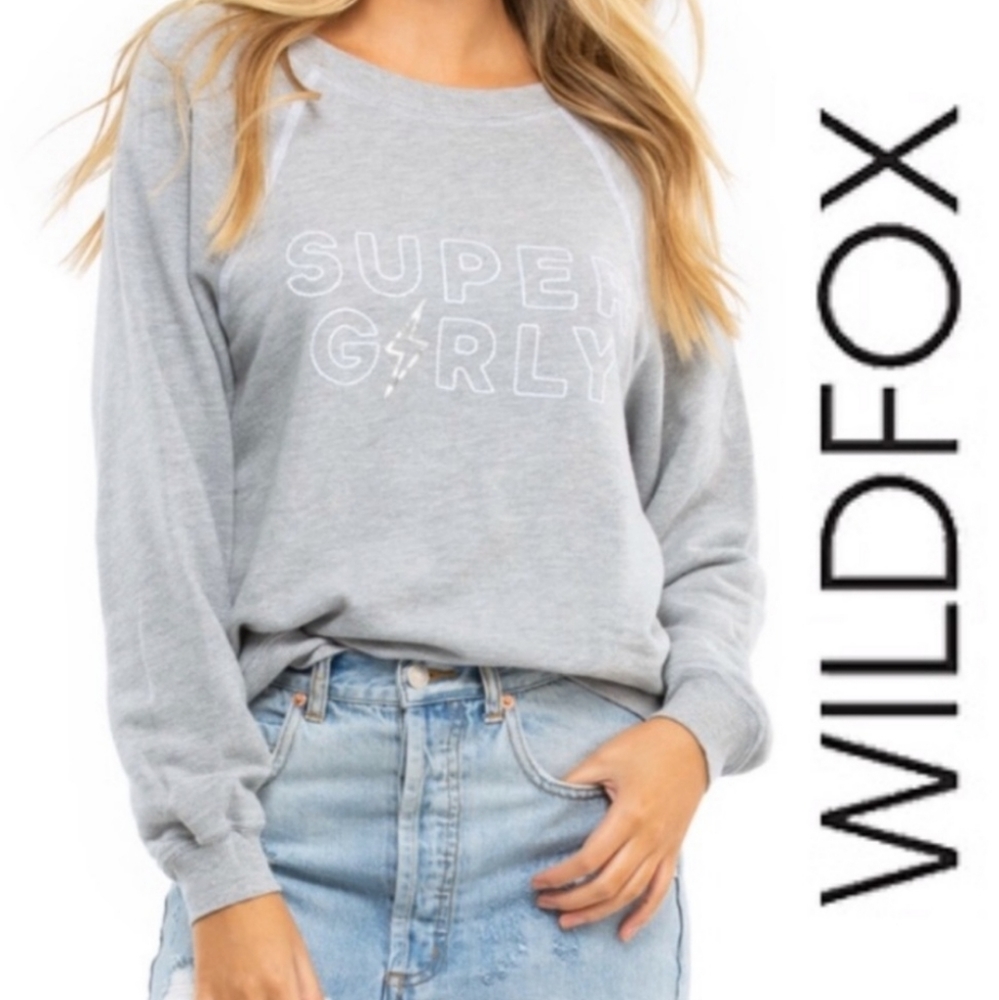 NWT Wildfox Super Girly Gray Slouchy Sweater Top